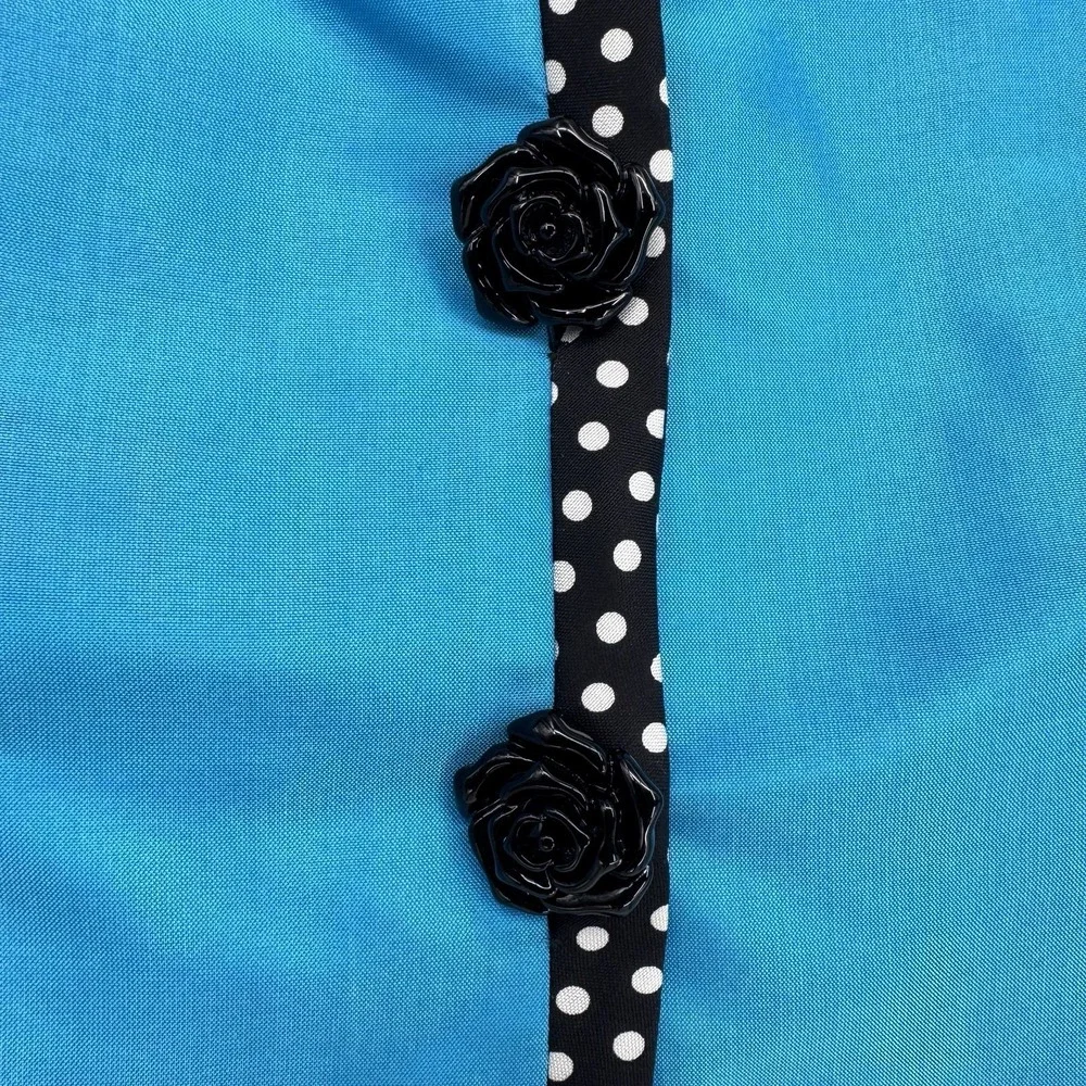 Marisa Baratelli 100% Thai Silk Blazer Blue Polka Dot Trim‎ Luxury Evening 8